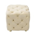 thumbnail image 4 of Multi-Functional Square Foot Stool, Modern Velvet Upholstered Ottoman with Wooden Frame, Dressing Makeup Chair for Living Room, Bedroom, Entrance, Beige, 4 of 7