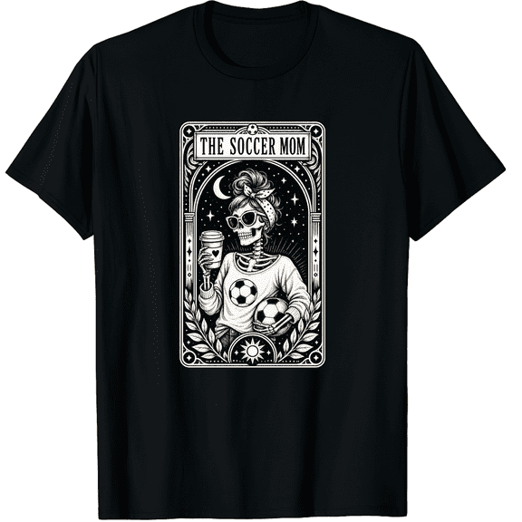 KeHetSoft Women's Celestial Skeleton Soccer Mom Cotton Graphic T-Shirt