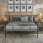 Platform Metal Bed Frame Foundation Headboard Furniture Bedroom Full Size