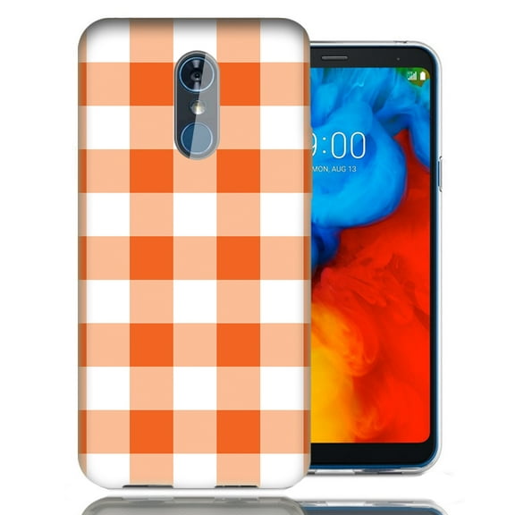 MUNDAZE For LG Stylo 4 Orange Plaid Design TPU Gel Phone Case Cover