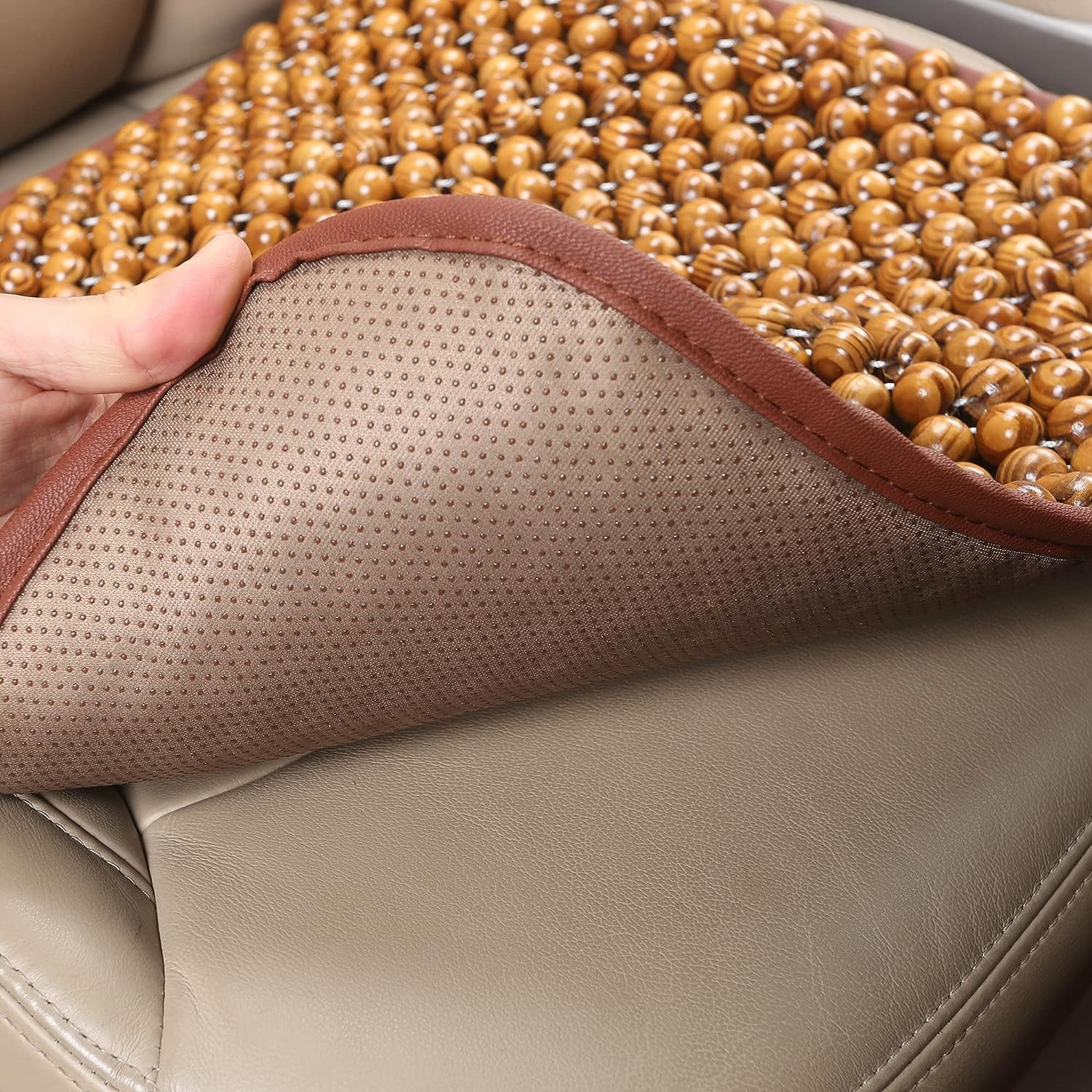 KENNISI Wooden Beaded Car Seat Cushion Massaging Breathable Cooling 17.7 x17.7 Walmart