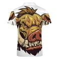 thumbnail image 5 of Psychedelic Pig Head Colorful Men Zipper T-shirt Summer Casual Short Sleeve T-shirt Top, 5 of 7