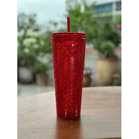 

Starbucks Cup 710ml classic green lattice plastic straw cup New