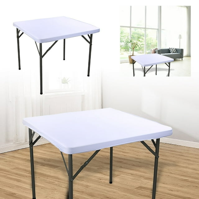 Elastic Fitted Tablecloth - Waterproof Stretch Washable Table Cover for Indoor & Outdoor Use | Spandex Polyester Picnic Table Cloth for Camping, Parties, Banquets | Fits Round & Folding Tables