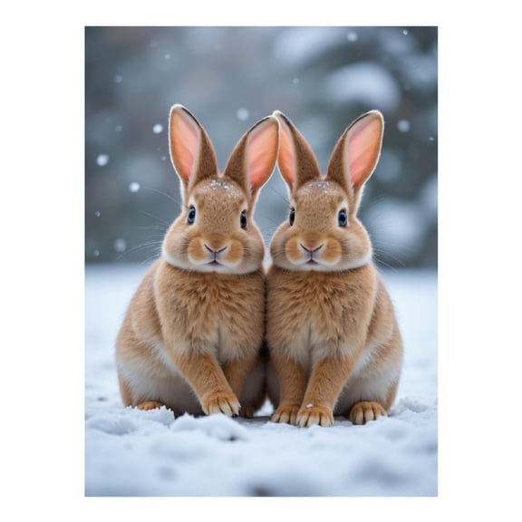 Diamond Art Kits for Adults, Bunnies Winter Snow Scene 5D Diamond Painting Kits for Adults Beginners, DIY Full Drill Diamond Painting, Gem Art and Crafts 12x16