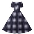 thumbnail image 6 of Iyufng Women's Checkered Printed Dresses Hepburn-Style Dress Fitted Waist Button-Down Dress, 6 of 6