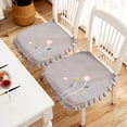 thumbnail image 3 of Embroidered Lace Edge Dining Chair Seat Cushion Light Gray Breathable Polyester Anti- Tie-on Kitchen Chair Pad, 3 of 5