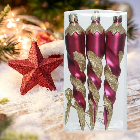 3 pc Icicle Dropping Christmas Ornament Christmas Hanging Decoration Indoor Outdoor Christmas Tree Decoration