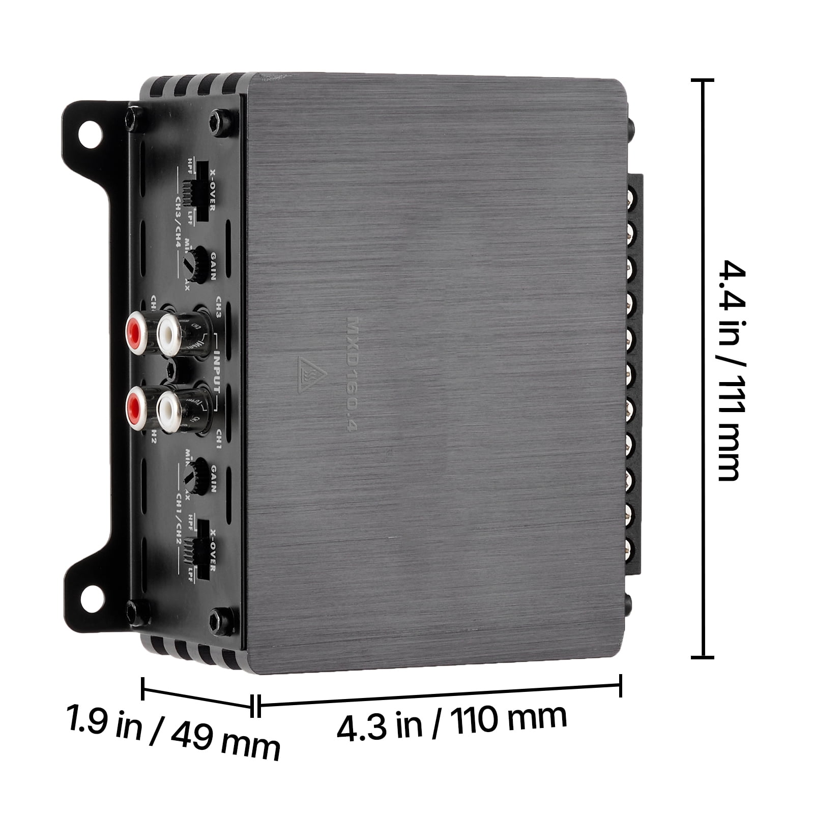 KFFKFF 4-Channel Car Audio Amplifier, 2 Ohm Stable, Bridgeable Class D Full Range Amp, Max Output: 4 x 110W @ 4 Ohm / 4 x 160W @ 2 Ohm, Suitable for Cars, SUVs, Trucks, and Off-Road Vehicles