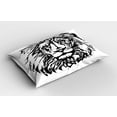 thumbnail image 2 of Ambesonne Lion Pillow Sham 2 Pack, Savannah Wildlife Pattern, 36"x20", Pale Grey White and Black, 2 of 3