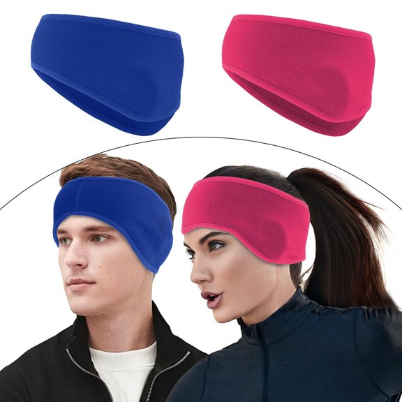 2Pcs Fleece Fleece Ear Warmers Headbands for Winter Sports: Running, Cycling, Hiking, Skiing - Thick and Black for Women and Men