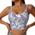 thumbnail image 2 of Haiem Lavender Flowers Pattern Womens Sports Bra - U Neck Padded Low Impact Yoga Bra Workout Crop Top Gym Moisture-Wicking Workout Vest -Large, 2 of 9