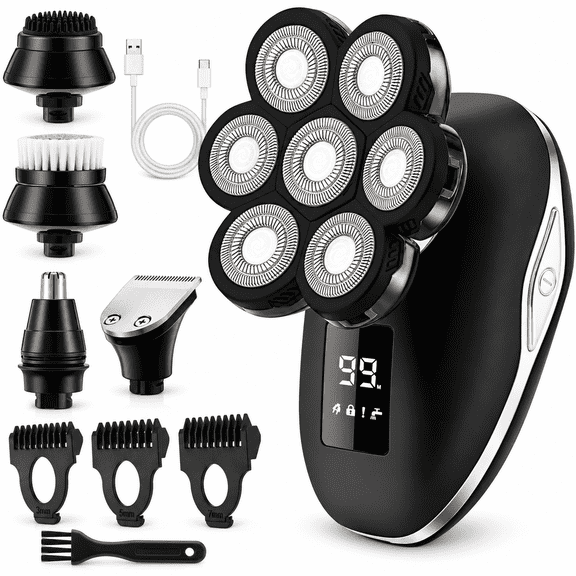 Obacre Women’s 5-in-1 Electric Shaver, 7D Floating Head Razor for Smooth Legs, Arms and Facial Hair Removal, Waterproof Wet & Dry Cordless Body Groomer with Detachable Heads