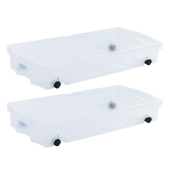 Rubbermaid 70 Qt Under Bed Wheeled Storage Boxes with Hinged Lids (2 Pack)
