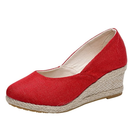 

Tangnade Casual Shoes Fashion Women Summer Slip-On Comfortable Wedges Shoes Beach Round Toe Breathable Sandals