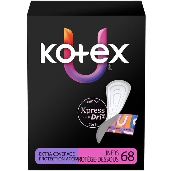 Kotex Daily Wrapped Liners, Light Absorbency, Extra Coverage, 68 Count