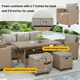 thumbnail image 4 of Harper & Bright Designs 6 Pieces Wicker Outdoor Patio Furniture Set with 3-Seater Sofa, 2 Armchairs, Coffee Table & Stools, All-Weather Rattan Conversation Lounge Set for Backyard Garden, Natural, 4 of 19