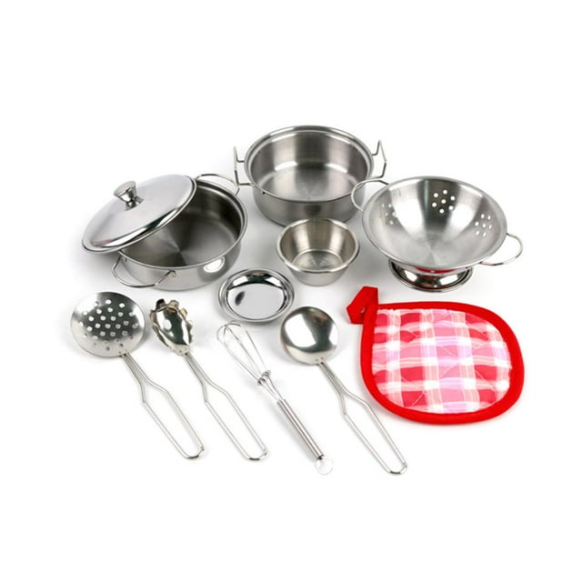 12-Piece Mini Pot and Pan Christmas Gift Set for Kids, Stainless Steel Pretend Play Kitchen Home Toy, Suitable for Girls