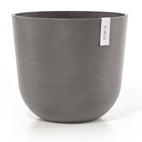 Ecopots Oslo Durable Modern Round Indoor/Outdoor Recycled Based Composite Flower Pot Planter, Taupe, 17.75"