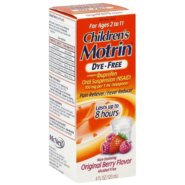 Children's DyeFree Pain Reliever/Fever Reducer, Original Berry Flavor 4 oz (Pack of 4