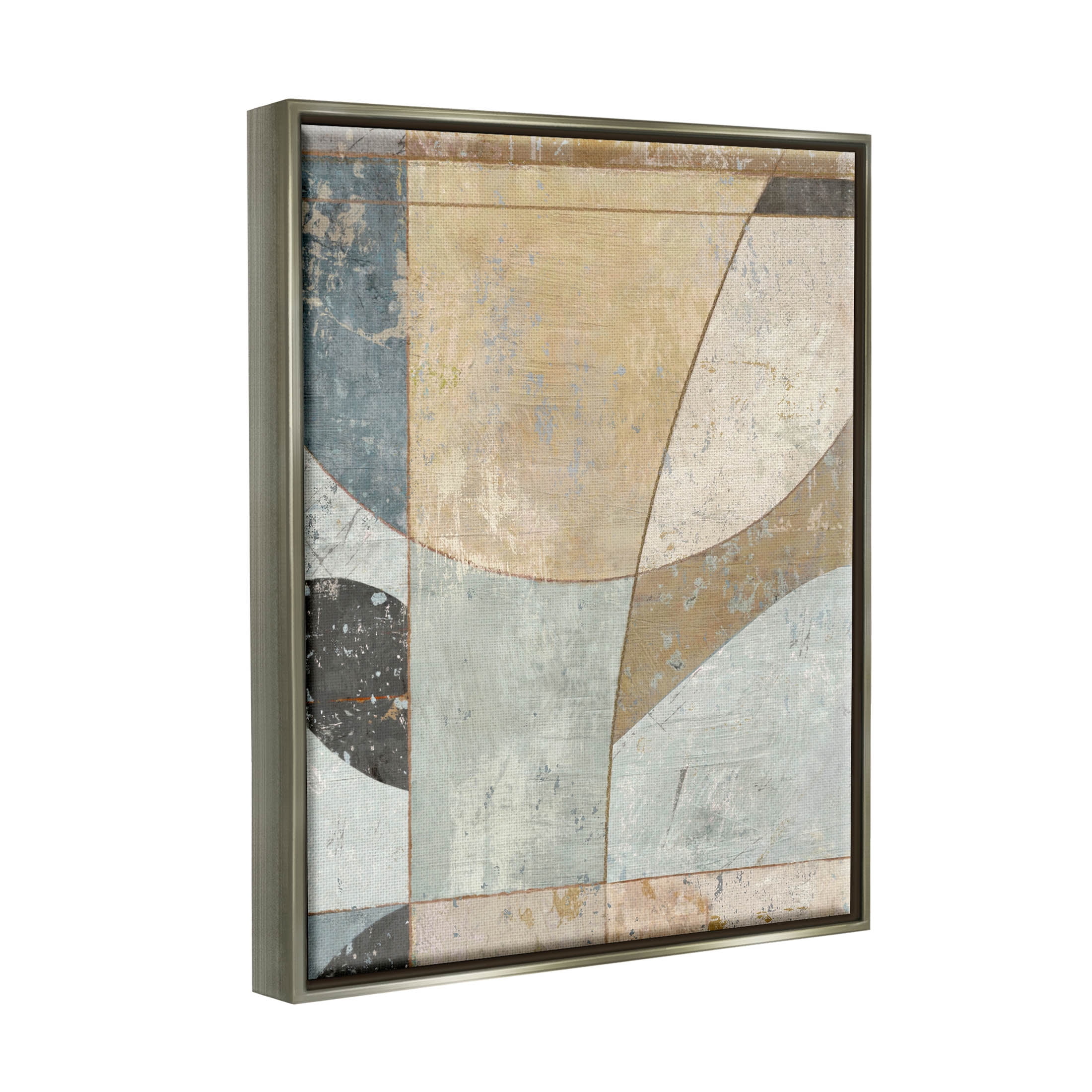 Neutral Tones Curved Shapes Abstract Painting Luster Gray Framed Art Print Wall Art