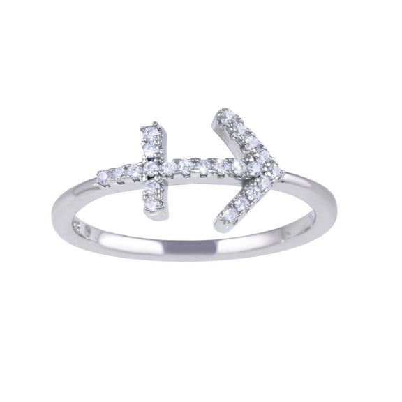 Rhodium Plated 925 Sterling Silver Sagittarius Zodiac Sign Ring White CZ Jewelry Female Size 7