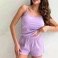 thumbnail image 5 of Women's Pajamas Sets Under $10 Free Shipping Fashion Solid Color Thin Loose And Casual Home Tank Tops Short Pants Pajamas Sets, 5 of 5