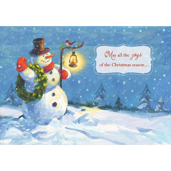 Designer Greetings Snowman with Lantern Box of 18 Christmas Cards
