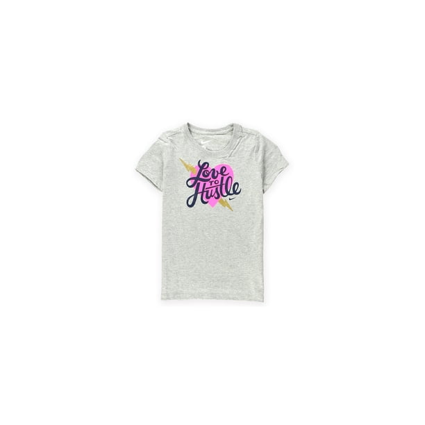 Camiseta gráfica Nike Love To Hustle para niña, gris, S (7-8) Nike Camiseta gráfica