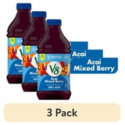 (3 pack) V8 Acai Mixed Berry 100% Fruit and Vegetable Juice, 46 fl oz Bottle