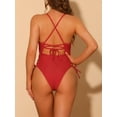 thumbnail image 3 of DARING DIVA Lace Up Criss Cross Bathing Suit XL Red, 3 of 6