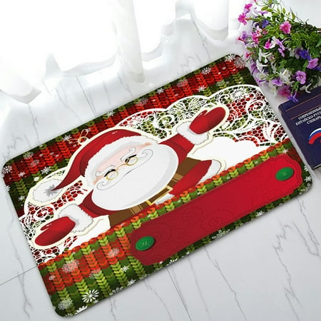 Sayings About Christmas PHFZK Festival Doormat, Merry Christmas Santa Claus Saying Hello to You Doormat Outdoors/Indoor Doormat Home Floor Mats Rugs Size 30x18 inches ()