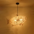 thumbnail image 3 of Fish Shaped Lantern Woven Rattan Pendant Light E27 Rustic Ceiling Hanging Light, 3 of 8