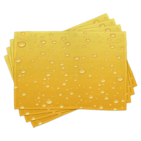 Ambesonne Yellow Place Mats Set of 4, Ombre Like Beer Glass, Standard Size, Yellow