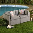 thumbnail image 2 of COSIEST 2-Piece Outdoor Furniture Gray Loveseat Wicker with Cushions, Pillows, 2 of 6