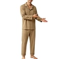 thumbnail image 2 of LWFFDAW Mens Pajamas Set Lightweight Long Sleeve Button Down Sleepwear Collar Pajamas Loose Comfy Loungewear Soft Pjs Set, 2 of 5