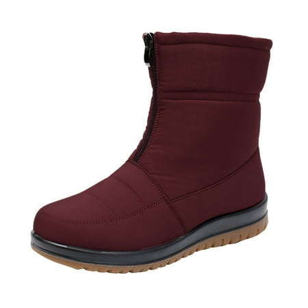 

SEMIMAY Ladies Warm Snow Boots Flat Boots Casual Shoes Fashion Soft Sole Ladies Boots Shoes Ski Ground Boots