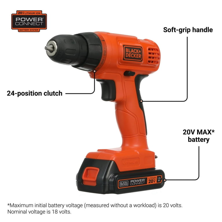 BLACK DECKER 20V MAX POWERCONNECT Lithium Cordless Drill Driver Kit 100 pc. Set Walmart