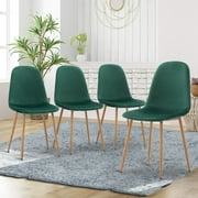 4PCS Velvet Retro Dining Chairs Side Chair (Green)