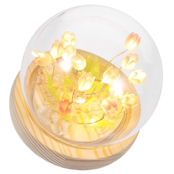 FELTECHELECTR Handmade Tulip Decoration Tulip Night Light Pink Wood 1 Set