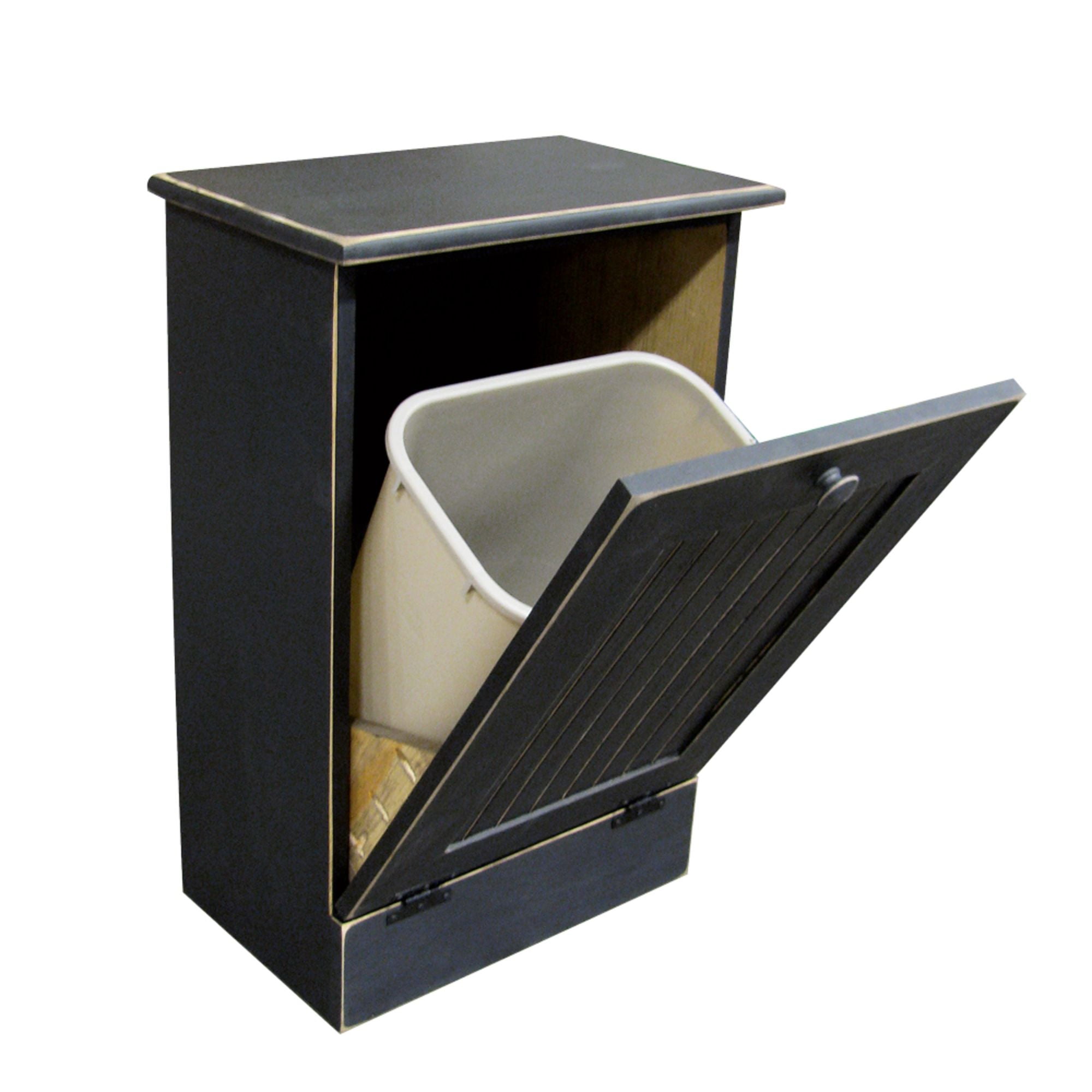 30.25" Distressed Black Rustic Handmade TiltOut Trash Bin