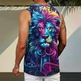 thumbnail image 4 of Sakmal Scoop Neck Mens Tank Tops Purple Purple Graphic Lion Lightweight Stringer Camisole Muscle Tunic Tops, 4 of 7