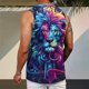 thumbnail image 4 of Mens Camisetas Algodón Impreso sin Mangas Chaleco Tanque, Cuello Redondo Casual para Al Aire Libre, Diario Y Primavera Verano Desgaste, 4 of 7