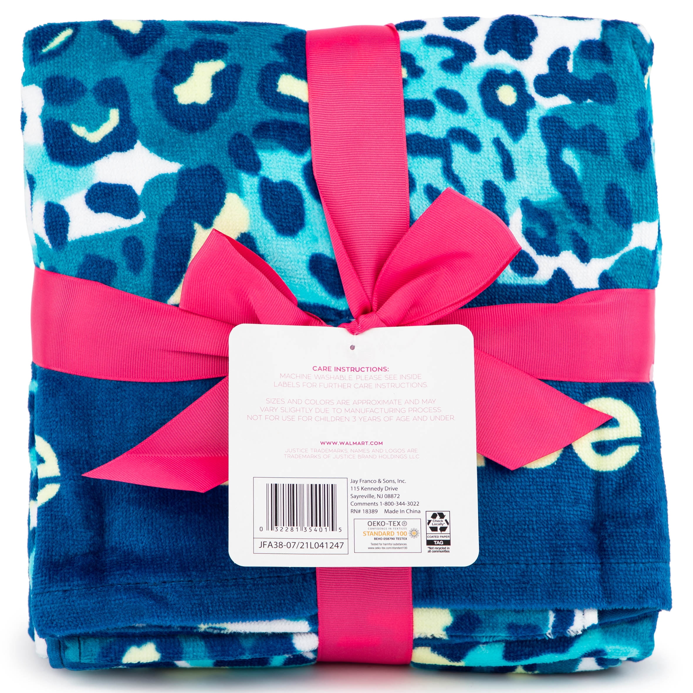Justice Blue Cheetah and Blue Tie Dye 2-Pack Towel Set, Color Blue, 30 x 54
