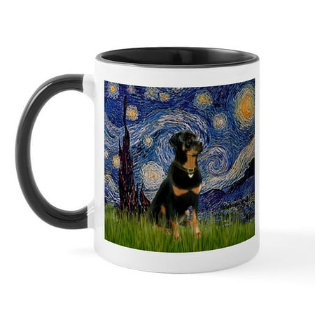 

CafePress - Starry Night & Rottie Mug - 11 oz Ceramic Mug - Novelty Coffee Tea Cup