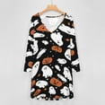 thumbnail image 4 of Black Halloween Background with Pumpkin Long Sleeve Dresses For Women Vintage Elegant Party Dress Oversized V-neck Dress S-8XL, 4 of 7