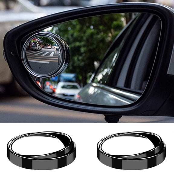 2PCS Mini Small Blind Spot Mirror, 1.57"(40mm) Round HD Glass Convex Rear View Mirror,Strong Adhesive Mirror for Car, Van, SUV and Trucks (1-9/16"(40mm), Black frame)