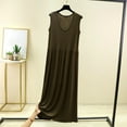 thumbnail image 6 of Fall Pajamas for Women New Women Cotton Sleeveless Nightgown Soft Comfy Tank Sleepdress Flowy Pleated Plus Size Nightdress Army Green XXL, 6 of 7