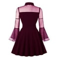 thumbnail image 3 of hgsbede Womens Dresses Plus Size Gothic Long Sleeve Solid Color Punk Vintage Party Dress, 3 of 3