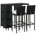thumbnail image 1 of vidaXL 5 Piece Garden Bar Set with Cushions Poly Rattan Black, 1 of 5